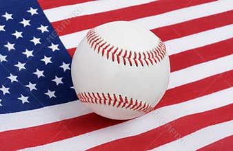 One baseball and american flag