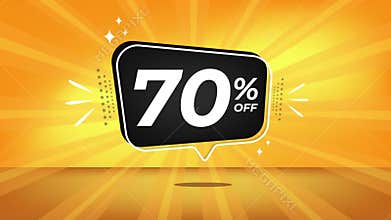 70 off. Yellow motion banner with seventy percent discount.