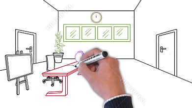 Class room, class, room whiteboard Animations.