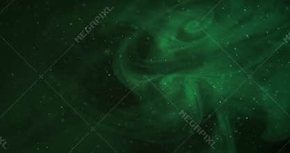 Floating smoke with green bokeh light and dust particles