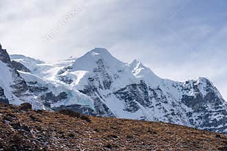 Mera peak, a trekking peak in Makalu Baruntse national park, Himalaya mountains range in Nepal