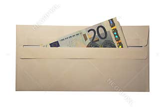 Euro bills in an envelope