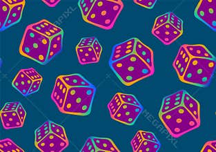 Bright doodle game seamless pattern with cubes for board play.