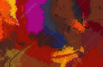 Impressionism colorful fall background with warm colors, vintage grunge texture and lighting vignette stains