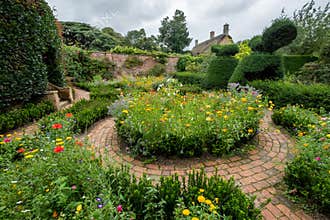 Wild flower garden in the Arts and Crafts garden at Hidcote Manor in the English Cotswolds, Gloucestershire UK