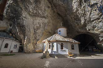 Church at the entrance of Ialomita Cave in Bucegi mountains, Romania
