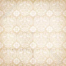 Folk antique vintage damask pattern with bird