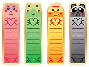 Cartoon long bookmark write set