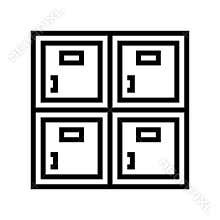 lockers kindergarten line icon vector illustration