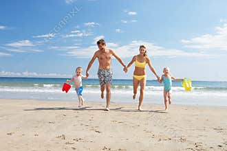 Family on beach vacation