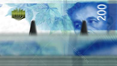 Israeli shekel money counting machine down