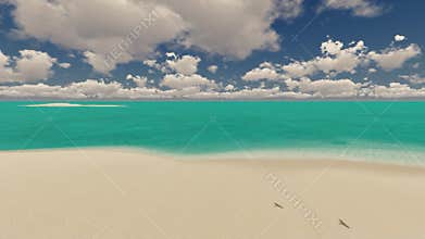 Intense turquoise color sea of the Caribbean on a sunny day