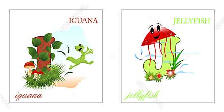 Set of Alphabet letters, I-J