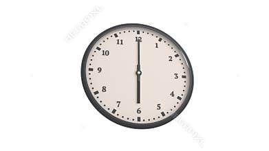 Clock Spinning 24 Hours Loop. White isolated background. Arabic numerals