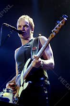 Sting, bassist and singer during the concert at the Forum of Assago