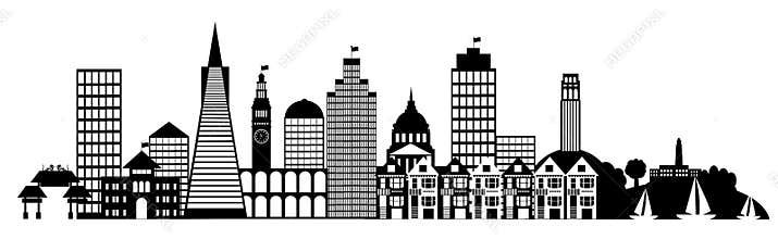 San Francisco City Skyline Panorama Clip Art