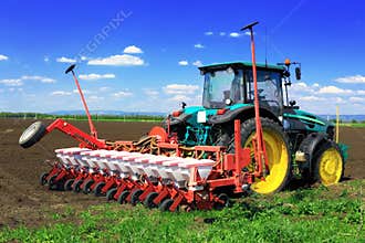 Tractor plowing the field