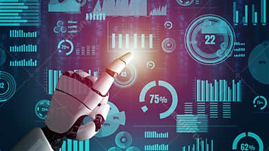 Futuristic robot artificial intelligence revolutionary AI technology concept