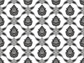 Seamless damask floral black-and-white texture
