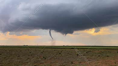 Tornado over a field in Texas