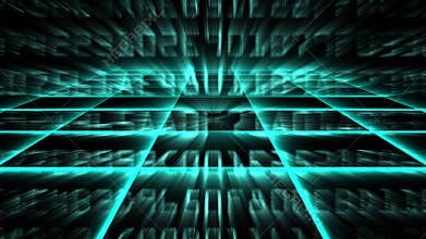 Matrix hexadecimal data flowing in cyberspace animation