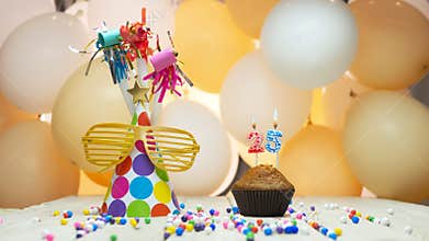 Creative birthday greetings with number 25, festive background with balloons for twenty-five years, decorations for the holiday