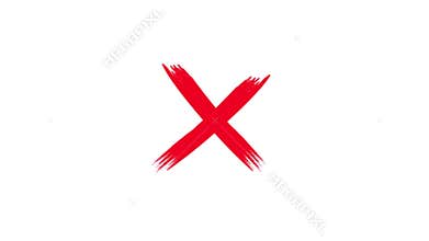 Checkmark animation. Check mark symbol. Cross sign in red color. No symbol choice. Draw with paint brush. 4K video