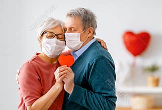 Elderly couple on valentine's day