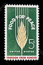 1963 Vintage United States Post Office Food for Peace Wheat Head Stamp - Freedom From Hunger