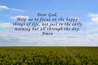 Image with prayer quotes on blurred background. Prayer concept