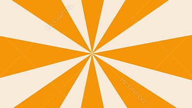 Stock footage cartoon retro sunburst pattern orange and cream background animation. Stripes sunburst rotating motion.