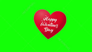 Animation of red heart with words inside using cursive typography. Template animated card for Valentines Day