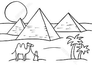 Bedouin camel palms and pyramids