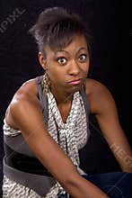 Attractive and surprised young black female