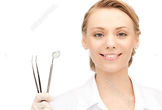 Dentist with tools