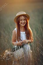 Smiling girl portrait flowers