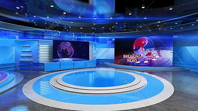 3D Virtual News Studio Background