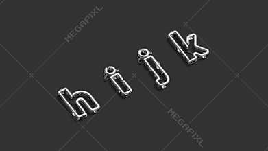 Neon e f g h symbols, broken xenon font mockup