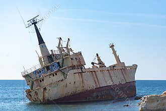 The ship Edro III lying stranded off the coast of Cyprus