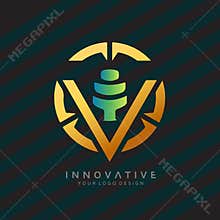 Personal Training with dumbbell icon. Virtual CrossFit and fitness vector official logo template