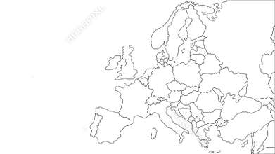 Europe continent map outline animation. animation illustration 4k motion video in outline style with alpha matte channel