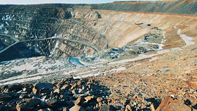 Massive open-cast mine with copper ore