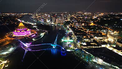 Kuching, Sarawak Malaysia - May 14 2021: The buildings, landmarks and scenery of Kuching city, capital of Sarawak, Borneo island.
