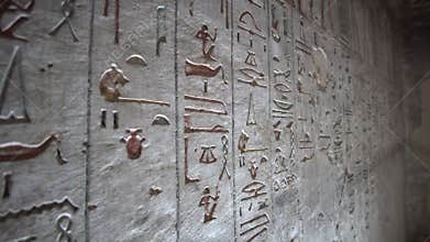 Valley of the king Egypt close-up hieroglyphics inside tomb Rameses iii unique colors