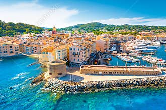 View of the city of Saint-Tropez, Provence, Cote d Azur, a popular destination for travel in Europe