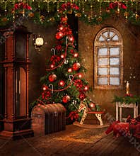 Christmas room with toys