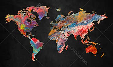 World map paint artistic design