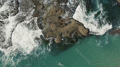 Drone Video - Descending Toward the Seal-Covered Rocks in Laguna Beach, CA- 30fps - 4K