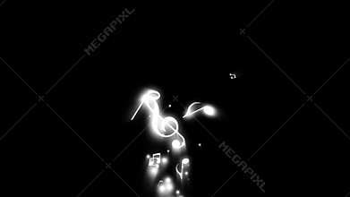 Musical note streaming up in melody with composer. Musical Notes Flying. Animation