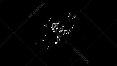 Musical note streaming up in melody with composer. Musical Notes Flying. Animation